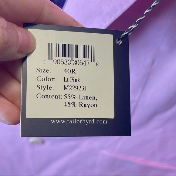 Tailorbyrd‎ Collection NEW Men's Pink/Lilac Linen Blend Modern Sport Blazer 40R - Picture 4 of 6
